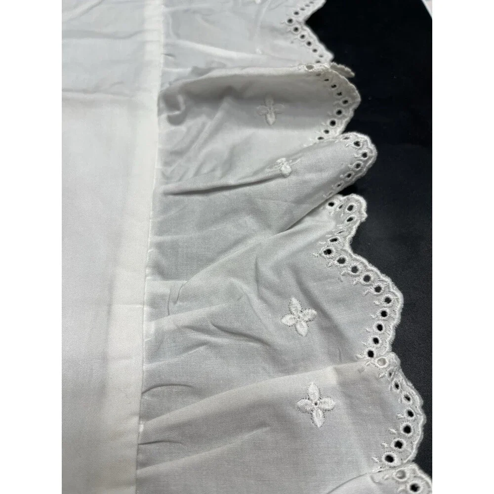 Ralph Lauren White Eyelet Lace Ruffled King Size Bed Sham